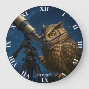 Fantasy Schattige Uil Telescope Night Grote Klok