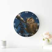 Fantasy Schattige Uil Telescope Night Grote Klok (Huis)
