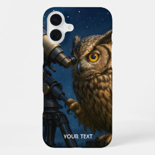 Fantasy Schattige Uil Telescope Night iPhone 16 Plus Hoesje