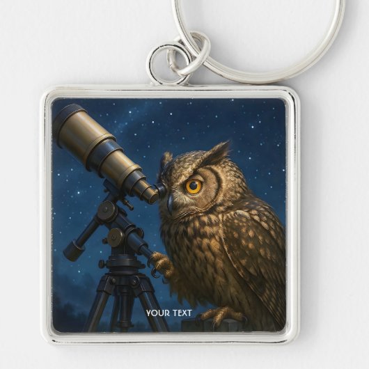 Fantasy Schattige Uil Telescope Night Sleutelhanger (Voorkant)