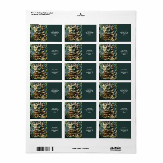 Fantasy Schattige Uil Tree House Etiket (Full Sheet)