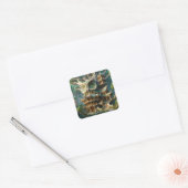 Fantasy Schattige Uil Tree House Vierkante Sticker (Envelop)