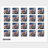 Fantasy Schattige Uil Vis Zee Vierkante Sticker (Vel)