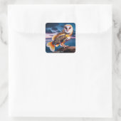 Fantasy Schattige Uil Vis Zee Vierkante Sticker (Tas)