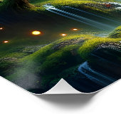 Fantasy Schattige Uil Waterval Trees Perfect Poster (Hoek)
