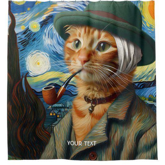 Fantasy Schattige Van Gogh Pet Douchegordijn (Voorkant)