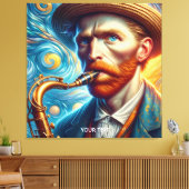 Fantasy Schattige Van Gogh Saxofoon Canvas Afdruk (Insitu (Woonkamer))