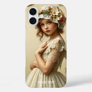 Fantasy Schattige Victoriaans Meisje Bloemen iPhone 16 Plus Hoesje