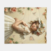Fantasy Schattige Victoriaans Meisje Bloemen Fleece Deken (Voorkant (Horizontaal))