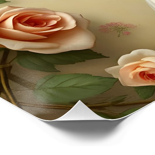 Fantasy Schattige Victoriaans Meisje Bloemen Perfect Poster (Hoek)