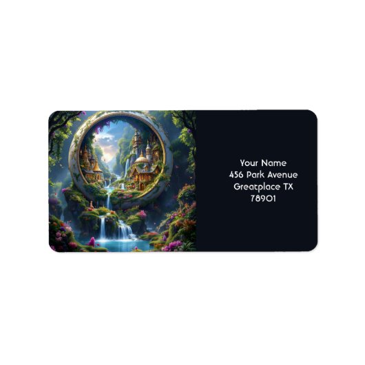 Fantasy Schattige Village Tiny City Etiket (Voorkant)