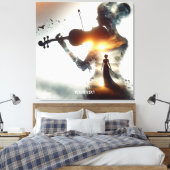 Fantasy Schattige Vioolmeisje Zon Canvas Afdruk (Insitu (Slaapkamer))