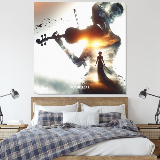 Fantasy Schattige Vioolmeisje Zon Canvas Afdruk (Insitu (Slaapkamer))