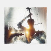 Fantasy Schattige Vioolmeisje Zon Fleece Deken (Voorkant (Horizontaal))