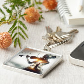 Fantasy Schattige Vioolmeisje Zon Sleutelhanger (Zijkant)