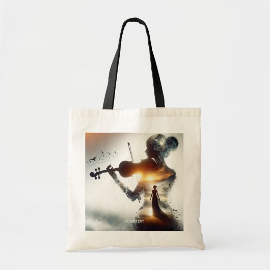 Fantasy Schattige Vioolmeisje Zon Tote Bag (Voorkant)