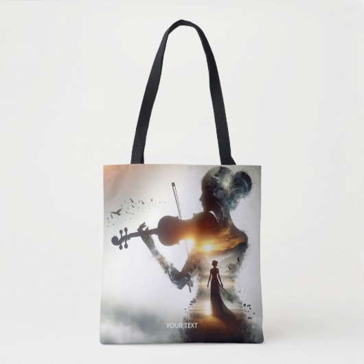 Fantasy Schattige Vioolmeisje Zon Tote Bag (Voorkant)