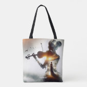 Fantasy Schattige Vioolmeisje Zon Tote Bag (Achterkant)