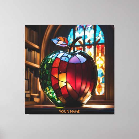 Fantasy Schattige Vivid Apple Glas in lood Canvas Afdruk (Voorkant)