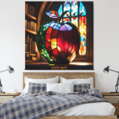 Fantasy Schattige Vivid Apple Glas in lood Canvas Afdruk (Insitu (Slaapkamer))