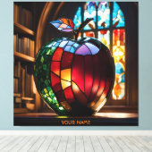 Fantasy Schattige Vivid Apple Glas in lood Canvas Afdruk (Insitu (Houten vloer))