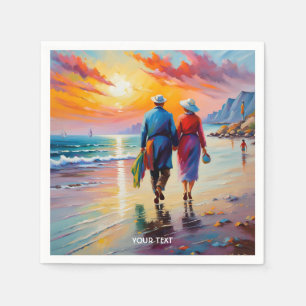 Fantasy Schattige Vivid Beach Sunset Liefde Servet
