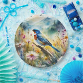 Fantasy Schattige Vivid Bird Waterverf Landschap Papieren Bordje (Feest)