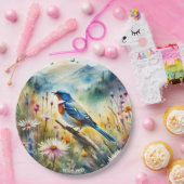 Fantasy Schattige Vivid Bird Waterverf Landschap Papieren Bordje (Feest)