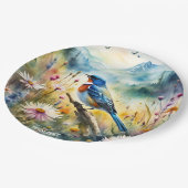 Fantasy Schattige Vivid Bird Waterverf Landschap Papieren Bordje (Gekanteld)