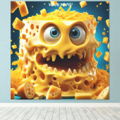 Fantasy Schattige Vivid Cheese Funny Monster Canvas Afdruk (Insitu (Houten vloer))