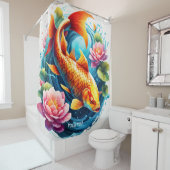 Fantasy Schattige Vivid Fish Zee Flowers Douchegordijn (In situ)