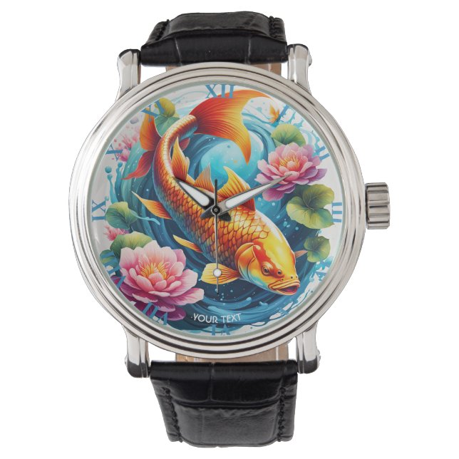 Fantasy Schattige Vivid Fish Zee Flowers Horloge (Voorkant)