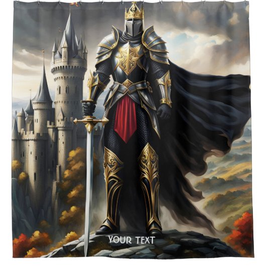 Fantasy Schattige Vivid Glorious Knight King Douchegordijn (Voorkant)