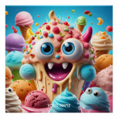 Fantasy Schattige Vivid Ice Cream Funny Creature Perfect Poster (Voorkant)