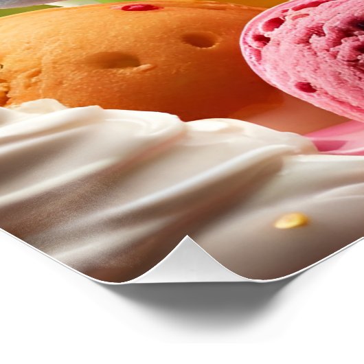 Fantasy Schattige Vivid Ice Cream Funny Creature Perfect Poster (Hoek)