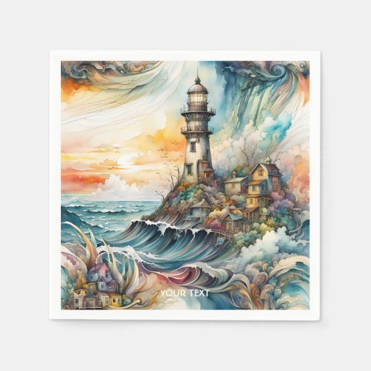 Fantasy Schattige Vivid Lighthouse Cartoon Storm Servet (Voorkant)