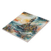 Fantasy Schattige Vivid Lighthouse Cartoon Storm Tegeltje (Zijkant)