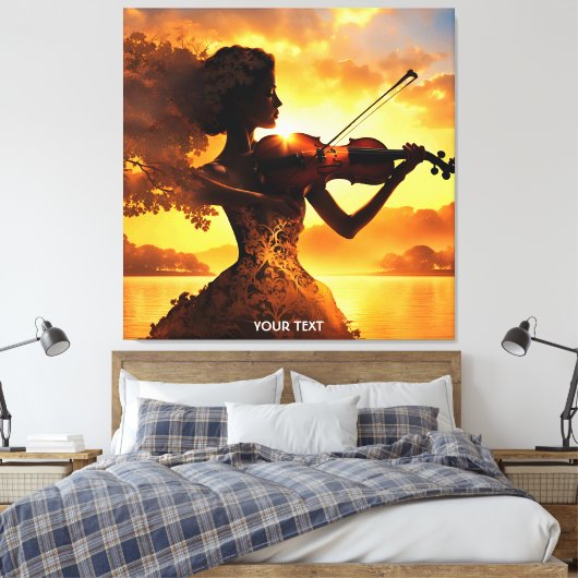 Fantasy Schattige Vivid Meisje Spelen Viool Canvas Afdruk (Insitu (Slaapkamer))