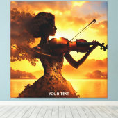 Fantasy Schattige Vivid Meisje Spelen Viool Canvas Afdruk (Insitu (Houten vloer))