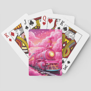 Fantasy Schattige Vivid Pink Clouds Train Pokerkaarten