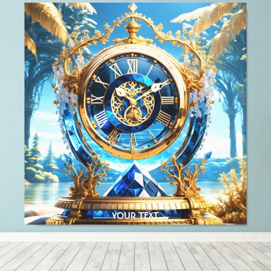 Fantasy Schattige Vivid Sapphire Clock Zee Canvas Afdruk (Insitu (Houten vloer))