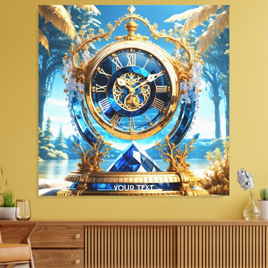 Fantasy Schattige Vivid Sapphire Clock Zee Canvas Afdruk (Insitu (Woonkamer))