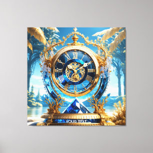 Fantasy Schattige Vivid Sapphire Clock Zee Canvas Afdruk