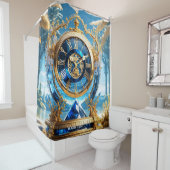 Fantasy Schattige Vivid Sapphire Clock Zee Douchegordijn (In situ)