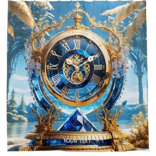 Fantasy Schattige Vivid Sapphire Clock Zee Douchegordijn (Voorkant)