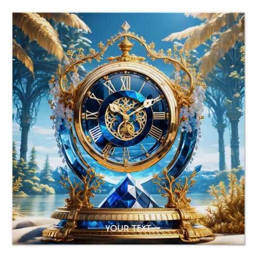 Fantasy Schattige Vivid Sapphire Clock Zee Perfect Poster (Voorkant)
