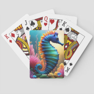 Fantasy Schattige Vivid Seahorse Zee Flowers Pokerkaarten