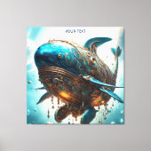 Fantasy Schattige Vivid Steampunk Whale Zee Canvas Afdruk (Voorkant)