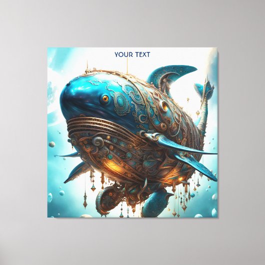 Fantasy Schattige Vivid Steampunk Whale Zee Canvas Afdruk (Voorkant)