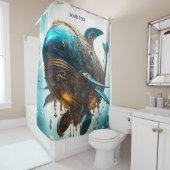 Fantasy Schattige Vivid Steampunk Whale Zee Douchegordijn (In situ)
